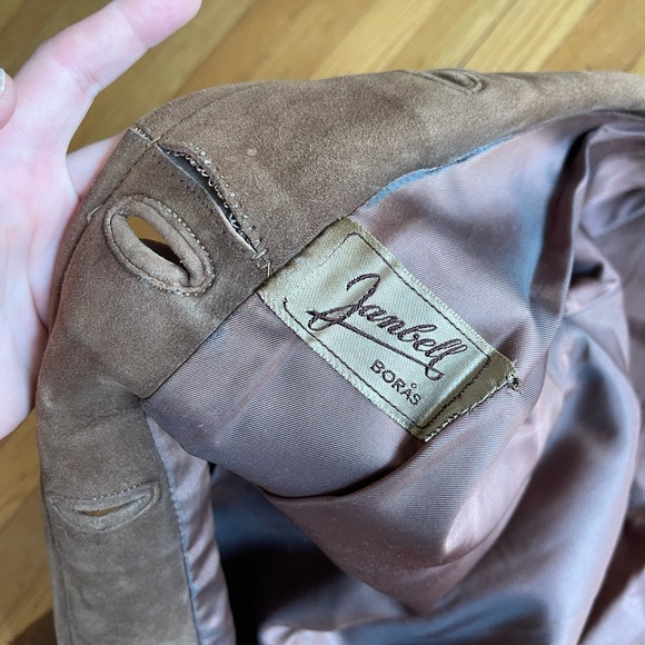 40s-50s Vintage Suede Coat with Knit Collar - Picture 15 of 15